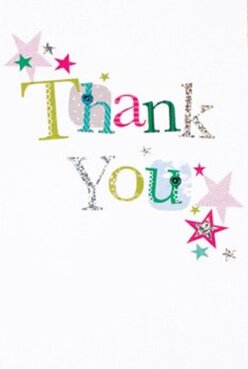 This thank you card effortlessly captures delight with its exuberant colours and inviting design, evocative of the welcoming nature found in Harrow on the Hill's charming corners and leafy walks. The words 'Thank You' stream across the card's smooth white surface, each letter crowned with its own personality: some bold with lime and fuchsia, others coolly confident in teal or gentle blue, a few sparkled with hints of silver or decorated in miniature dots and dainty stitched accents. As if lifted from a local artisan's market, the typeface feels both festive and lovingly handmade, reflecting the creative traditions of North Green and beyond. Scattered about the letters, stars glisten in magenta, teal, and soft gold, suggesting that joyful air just after the community's annual celebrations. The surface itself shimmers with a subtle texture where the silver letters catch the light-a nod to the simple pleasure of finely crafted paper. There is a gentle symmetry and spacious calm to the arrangement, offering a mood of lighthearted sincerity. For a professional florist, this card would make the ideal companion to a radiant bouquet prepared for same-day delivery across Harrow on the Hill, from Roxeth to Castlebar Park. Each element sings with the thoughtful touch of an expert-a sense that every detail is meant to celebrate, comfort, and give thanks in the most local and heartfelt way.